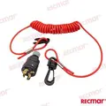 Kill switch with coil lanyard