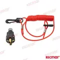 Kill switch with coil lanyard