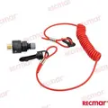 Kill switch with coil lanyard