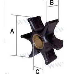 Impeller fits Volvo/Crusader/Cummins/Perkins/Onan/Kohler/Westerbeke/ for pump with belt drive AQ 190A, AQ 240A 835874