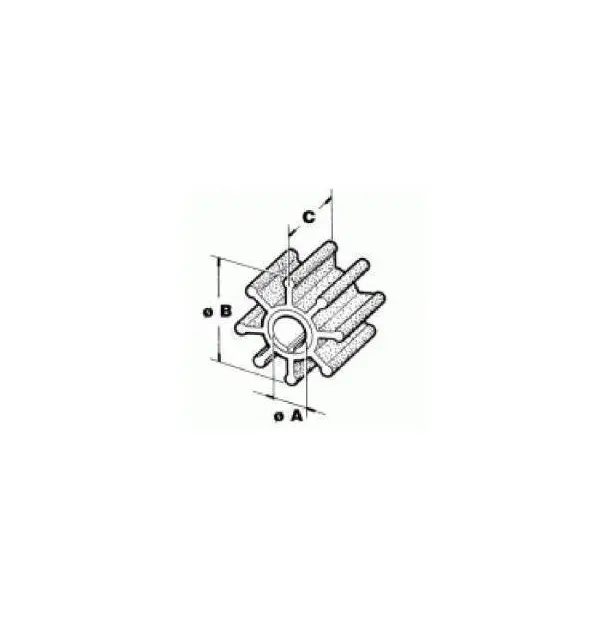 Impeller fits Suzuki DF9.9B, DF15A, DF20A diagram