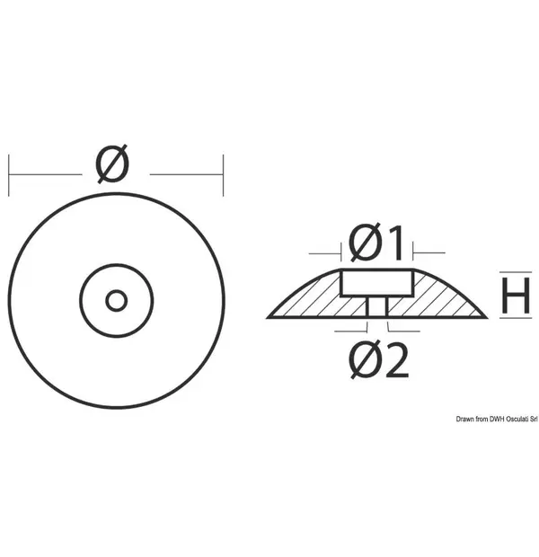Osculati Rose Magnesium Bolt-On Hull Anode Disc 100g for Fresh Water specs