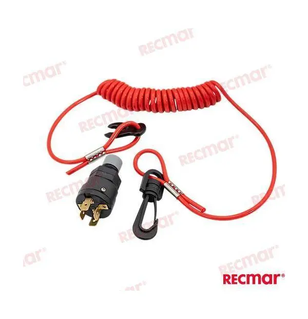 Kill switch with coil lanyard