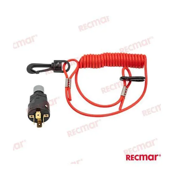 Kill switch with coil lanyard