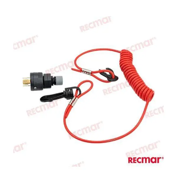 Kill switch with coil lanyard