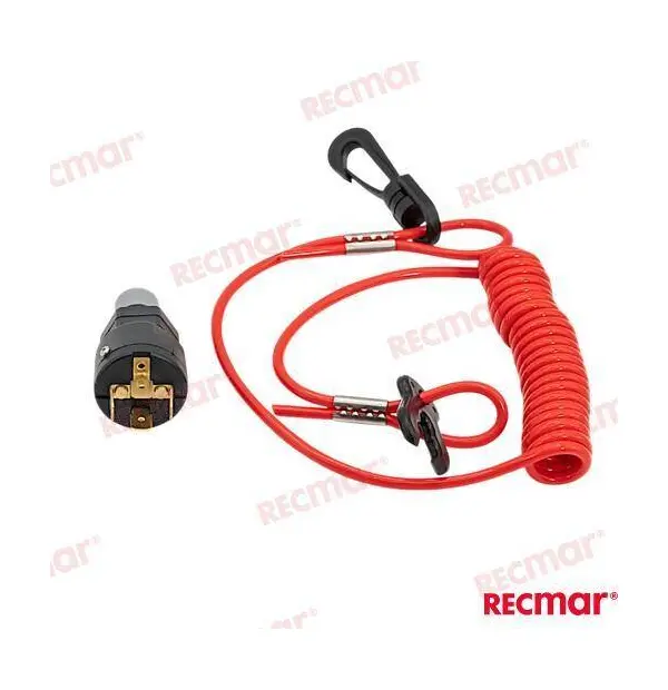 Kill switch with coil lanyard