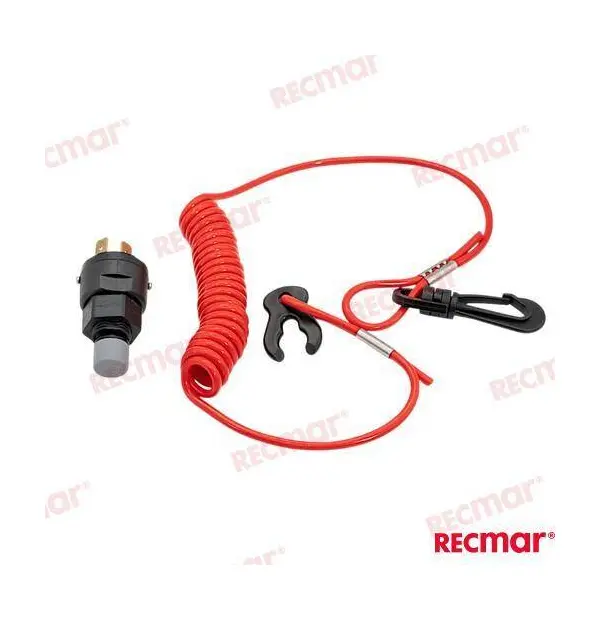 Kill switch with coil lanyard