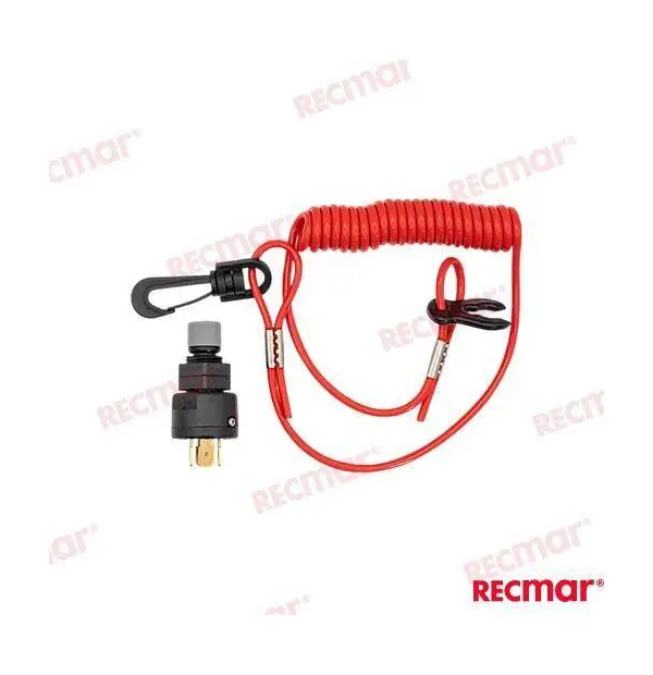 Kill switch with coil lanyard