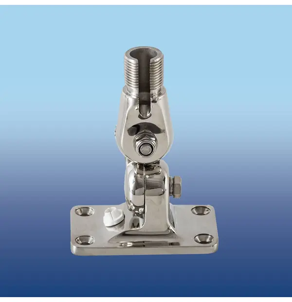 Glomex 4 Way Ratched Mount In Stainless Steel Locking By Clamp Cable Slot Standard Thread 1"X14