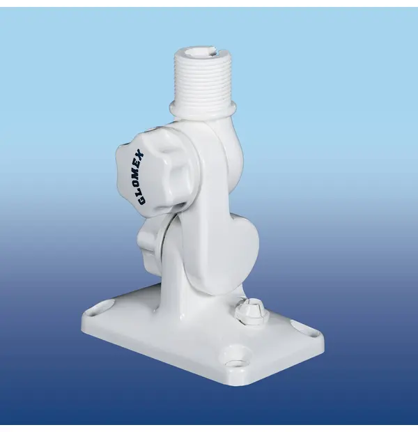 Glomex 4 Way Ratchet Mount In Reinforced Nylon Uv Resistant Design With Knob, For Deck Or Bulkhead