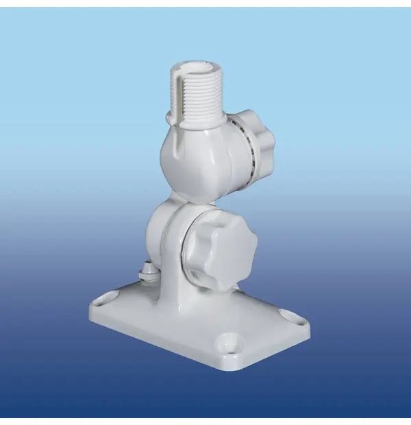 Glomex 4 Way Ratchet Mount In Reinforced Nylon Uv Resistant Design With Knob, For Deck Or Bulkhead